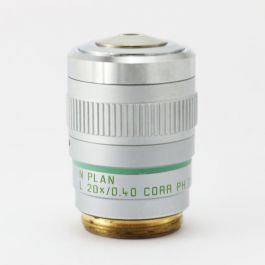 microscopia | Used Leica Phase Contrast Objective ∞/0-2/C N PLAN L 20x/0.40 CORR PH1 (Leica No. 506058)